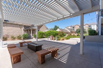 Patio with white pergola